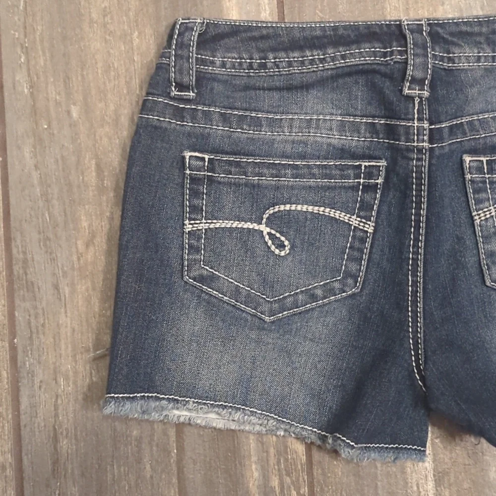 3/$30 JUSTICE Jeans girls sequin USA American Flag patriotic jean shorts sz 12